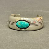 Gene and Martha Jackson, Navajo Bracelet with Large Turquoise Stone and Carved Detailing   (SP50)