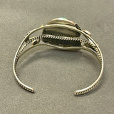 Authentic Navajo Sterling Silver and Natural Turquoise Cuff Bracelet with Leaf and Scroll Design, vintage   (SP45)