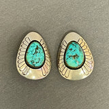 Gene and Martha Jackson, Navajo Sterling Silver Shadowbox Earrings with Turquoise, Clip-on    (SP90)