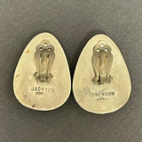 Gene and Martha Jackson, Navajo Sterling Silver Shadowbox Earrings with Turquoise, Clip-on    (SP90)