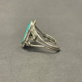 Authentic Navajo Sterling Silver and Natural Turquoise Cuff Bracelet with Leaf and Scroll Design, vintage   (SP45)