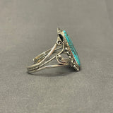 Authentic Navajo Sterling Silver and Natural Turquoise Cuff Bracelet with Leaf and Scroll Design, vintage   (SP45)