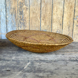 Vintage Navajo Coiled Basket with Red Geometric Design  (DV65)