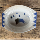 Mel Cornshucker, Cherokee, Pottery Baking/Serving Dish with Buffalo Design