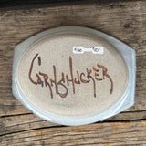 Mel Cornshucker, Cherokee, Pottery Baking/Serving Dish with Buffalo Design