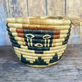 Vintage Hopi Coiled Basket with Kachina Faces  (DV44)