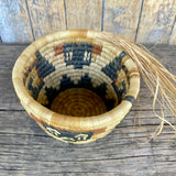 Vintage Hopi Coiled Basket with Kachina Faces  (DV44)