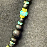 Chris Nieto, Santo Domingo (Kewa) Mosaic Inlay Feather Dangle Necklace Made with Turquoise, Mother of Pearl and other Natural Stones (5/264)