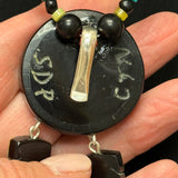 Chris Nieto, Santo Domingo (Kewa) Mosaic Inlay Feather Dangle Necklace Made with Turquoise, Mother of Pearl and other Natural Stones (5/264)
