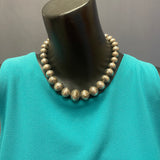 Navajo Sterling Silver Stamped Bead choker 17" long, authentic Native American-vintage (WH7)