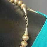 Navajo Sterling Silver Stamped Bead choker 17" long, authentic Native American-vintage (WH7)