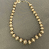 Navajo Sterling Silver Stamped Bead choker 17" long, authentic Native American-vintage (WH7)