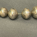 Navajo Sterling Silver Stamped Bead choker 17" long, authentic Native American-vintage (WH7)
