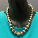Navajo Handmade Sterling Silver Stamped Beads 20" vintage Native American  (KO004)
