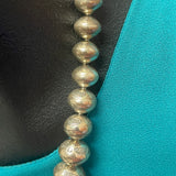 Navajo Handmade Sterling Silver Stamped Beads 20" vintage Native American  (KO004)