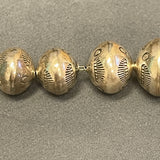 Navajo Handmade Sterling Silver Stamped Beads 20" vintage Native American  (KO004)