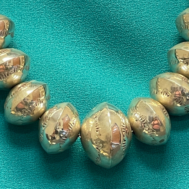 SOLD - Large Navajo Sterling Silver Stamped Beads, authentic Native American-vintage   (JF68)