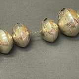SOLD - Large Navajo Sterling Silver Stamped Beads, authentic Native American-vintage   (JF68)