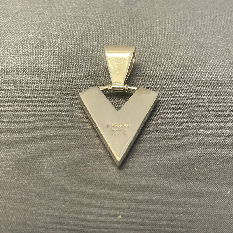 Cathy Webster, Contemporary Navajo Inlay Pendant with Sterling Silver and Spiny Oyster Shell    6/70