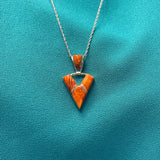Cathy Webster, Contemporary Navajo Inlay Pendant with Sterling Silver and Spiny Oyster Shell    6/70