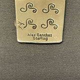 Large Alex Sanchez Sterling Silver and Turquoise Pendant with Petroglyph Designs, Zuni/Navajo   (6/74)