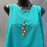 Large Alex Sanchez Sterling Silver and Turquoise Pendant with Petroglyph Designs, Zuni/Navajo   (6/74)
