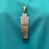 Large Alex Sanchez Sterling Silver and Turquoise Pendant with Petroglyph Designs, Zuni/Navajo   (6/74)