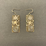 Alex Sanchez Sterling Silver Dangle Earrings with Petroglyph Designs, Zuni/Navajo   (6/65)