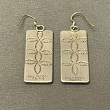 Alex Sanchez Sterling Silver Dangle Earrings with Petroglyph Designs, Zuni/Navajo   (6/65)