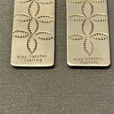 Alex Sanchez Sterling Silver Dangle Earrings with Petroglyph Designs, Zuni/Navajo   (6/65)