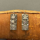 Alex Sanchez Sterling Silver Dangle Earrings with Petroglyph Designs, Zuni/Navajo   (6/65)