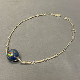 Ernest Benally Contemporary Navajo Denim Lapis Lapidary Pendant with Attached Sterling Silver Tube Bead Necklace    (6/69)