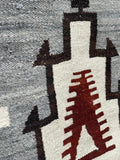Large Navajo Rug Weaving in Two Grey Hills Style, vintage Native American (GM373)