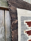 Large Navajo Rug Weaving in Two Grey Hills Style, vintage Native American (GM373)
