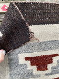 Large Navajo Rug Weaving in Two Grey Hills Style, vintage Native American (GM373)