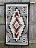 Large Navajo Rug Weaving in Two Grey Hills Style, vintage Native American (GM373)
