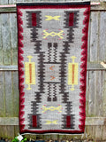 Navajo Rug Weaving with Storm Pattern, authentic Native American, handwoven (GM369)
