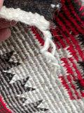 Navajo Rug Weaving with Storm Pattern, authentic Native American, handwoven (GM369)
