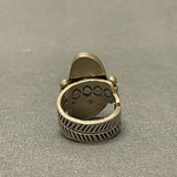 Authentic Navajo Large Sterling Silver and Blue Turquoise Ring with Feather Design Band - size 11   (6/67)