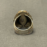 Will Denetdale, Navajo Sterling Silver Shadowbox Ring with Blue Turquoise and Silver Overlay Band, authentic Native American-size 12  (6/68)