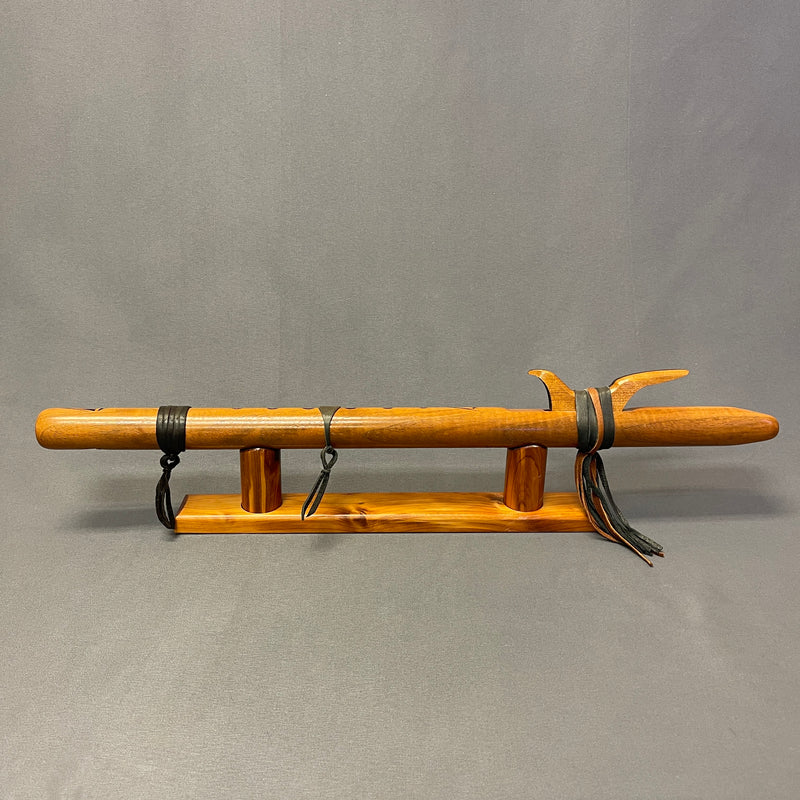 Vintage High Spirits Hand-Carved Wooden Flute with Stand   (WHC24)
