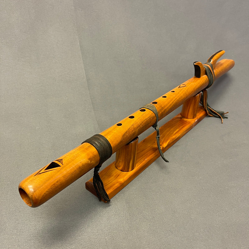 Vintage High Spirits Hand-Carved Wooden Flute with Stand   (WHC24)