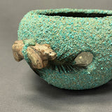 Zuni Ceremonial Fetish Bowl with Alabaster Bears and Turquoise Chips, authentic Native American   (WHC49)