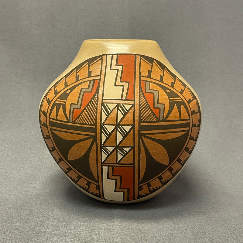 Juanita Fragua, Jemez Pueblo Handmade Painted Pot with Geometric Design, authentic Native American   (WHC48)