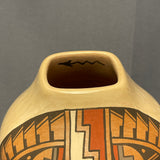 Juanita Fragua, Jemez Pueblo Handmade Painted Pot with Geometric Design, authentic Native American   (WHC48)