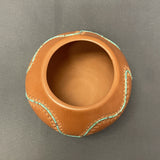 Caroline Carpio, Isleta Pueblo Polished Clay Pot with Inset Turquoise Heishi Strand, authentic Native American   (WHC47)