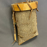 Nolberto Gillespie, Echota Cherokee Tall Tulip Poplar Bark Wall-Hanging Tulip Basket with Beads, vintage Native American (WHC18)
