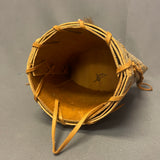 Nolberto Gillespie, Echota Cherokee Tulip Poplar Bark Wall-Hanging Basket with Feathers, vintage Native American  (WHC17)