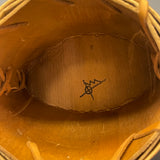 Nolberto Gillespie, Echota Cherokee Tulip Poplar Bark Wall-Hanging Basket with Feathers, vintage Native American  (WHC17)
