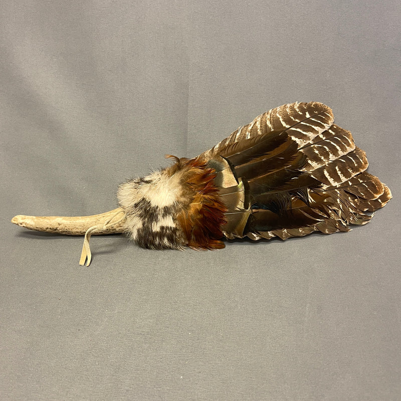 Lakota Dance Fan with Turkey Feathers and Antler Handle   (WHC22)